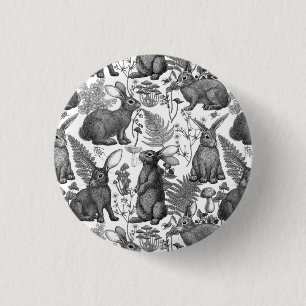 Kaninchen und Waldflora 2 Schaltfläche Button