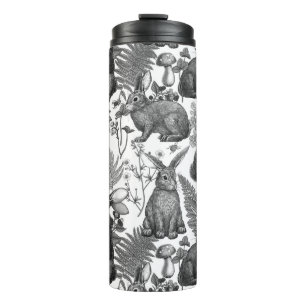 Kaninchen und Waldflora 2 Thermischer Tumbler Thermosbecher