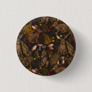 Kaninchen und Waldflora 3 Schaltfläche Button