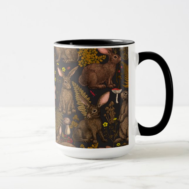 Kaninchen und Waldflora 3 Tasse (Rechts)