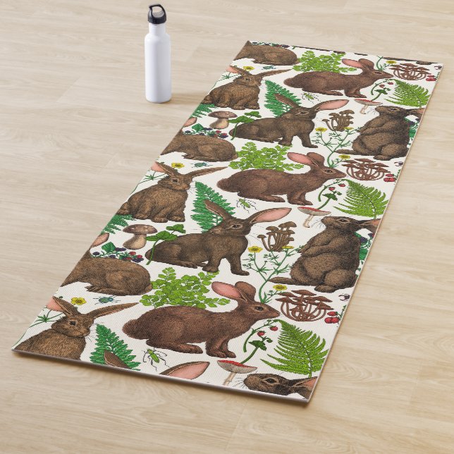 Kaninchen und Waldflora 4 Yogamatte (Beispiel)