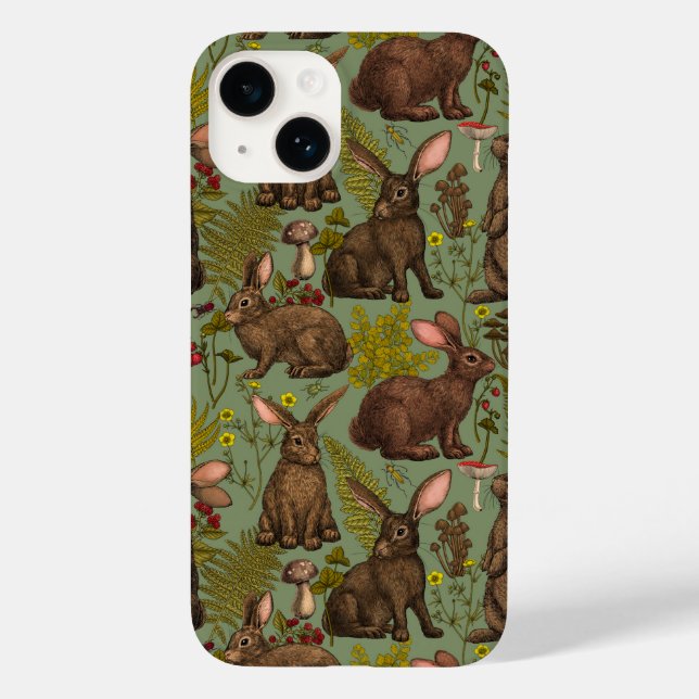 Kaninchen und Waldflora Case-Mate iPhone Hülle (Rückseite)