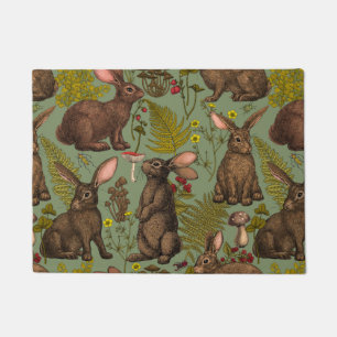 Kaninchen und Waldflora Doormat Fußmatte