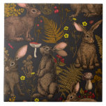Kaninchen und Waldflora Keramik Tile Fliese<br><div class="desc">Von Hand gezeichnet Kaninchen und Waldflora pilzen,  Beeren und Käfer</div>