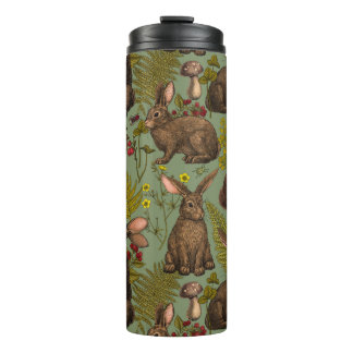 Kaninchen und Waldflora Thermal Thermosbecher