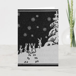 Kaninchen und Weihnachtsbaum-Winter-Illustration Feiertagskarte