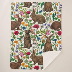 Kaninchen und Wildblumen Sherpadecke