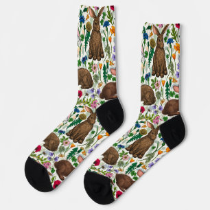Kaninchen und Wildblumen Socken