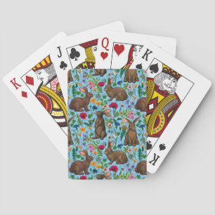 Kaninchen und Wildblumen Spielkarten