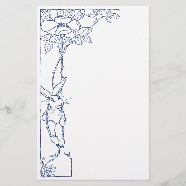 Kaninchen und wilde Rose Briefpapier (Vorderseite)