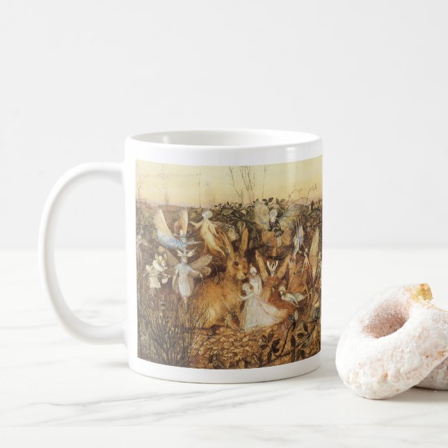 Kaninchen unter den Fairies, Vintage Märchen Tasse (Mit Donut)