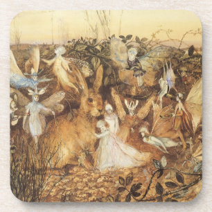 Kaninchen unter den Fairies, Vintage Märchen Untersetzer