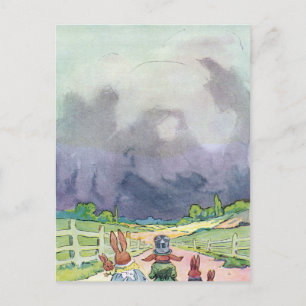 Kaninchen unter dunklen Wolken Postkarte