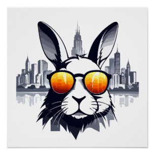 Kaninchen Vector Art Animal Modern Urban City Graf Poster