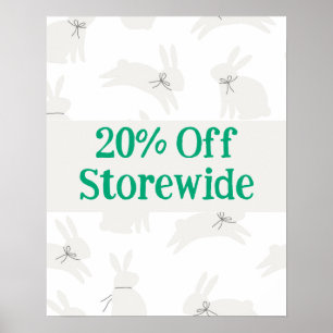 Kaninchen-Verkaufsschild, 20% Rabatt-Angebotsposte Poster