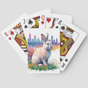 Kaninchen Vintage Tierart Baum Forest Stadt Kunst Spielkarten