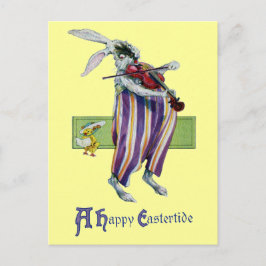 Kaninchen Violinist Vintag Ostern Feiertagspostkarte