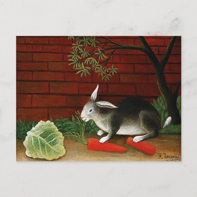 Kaninchen von Henri Rousseau Postkarte (Vorderseite)