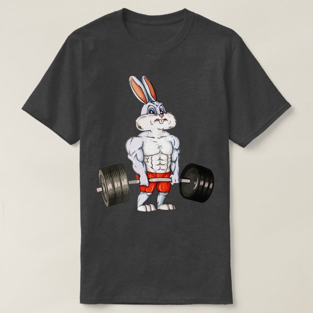 Kaninchen Weightlift Funny Deadlift Fitness Ostern T-Shirt (Design vorne)