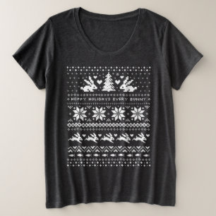 Kaninchen Weihnachten Weihnachts-Pullover-Stil Große Größe T-Shirt