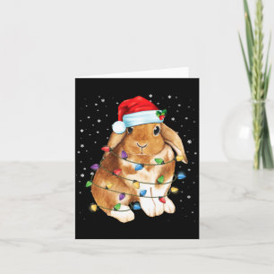 Kaninchen Weihnachtslichter Santa Hut Lustige Weih Karte