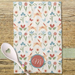 Kaninchen Wildblumen Birds Monogram Geschirrtuch<br><div class="desc">Ein Küchentuch mit einer einzigartigen und bezaubernden Illustration von Mango Moon Studio, die nahtlos den zeitlosen Charme der skandinavischen Volkskunst vermischt, die das Muster mit der Praktikabilität einer essenziellen Küche inspiriert hat. Dieses köstliche Handtuch mit seinen kahligen Blume, niedlichen Kaninchen, Vögeln und flatternden Schmetterlingen in einer harmonischen Farbpalette aus Rot,...</div>