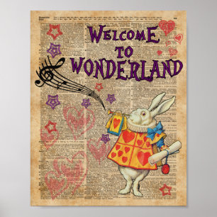 Kaninchen Willkommen in .. Alice im Wunderland Poster