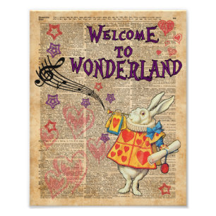 Kaninchen-Willkommen zu. Alice im Wunderland Fotodruck