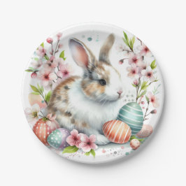 Kanincheneier und Blume im Osterwasser - Pappteller