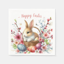 Kanincheneier und Blume im Osterwasser - Serviette
