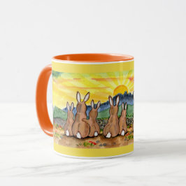Kaninchenfamilie Sunrise Helle Designer Tasse