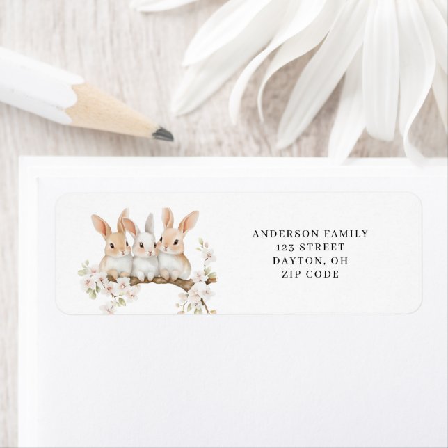 Kaninchenflora Osterfarben Rücksendeadresse (Insitu)