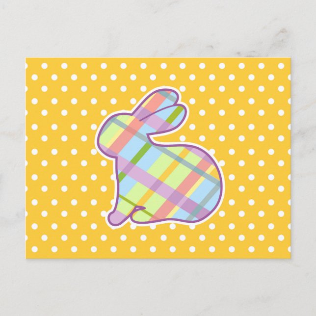 Kaninchenform auf Gelben Polka Docks Hintergrund Postkarte (Vorderseite)