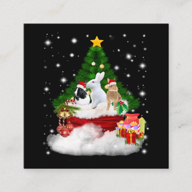 Kaninchengeschenk| Frohe Weihnachtskaninchen Liebl Quadratische Visitenkarte (Vorderseite)