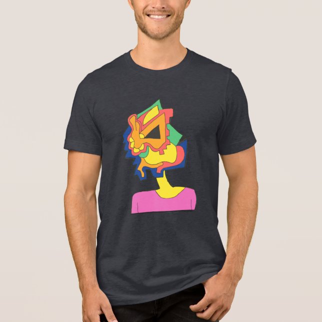Kaninchengesicht Tri-Blend Shirt (Vorderseite)