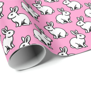 Kaninchenmuster - Schwarz und Weiß mit Rosa Geschenkpapier