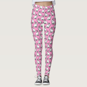 Kaninchenmuster - Schwarz und Weiß mit Rosa Leggings