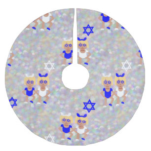 Kaninchenohren Chanukka-Emoji Polyester Weihnachtsbaumdecke
