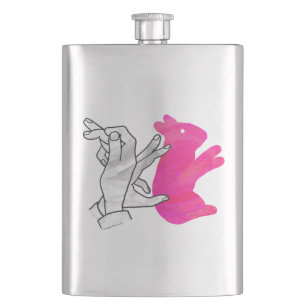 Kaninchenrosa der Hand Silhouette Flachmann