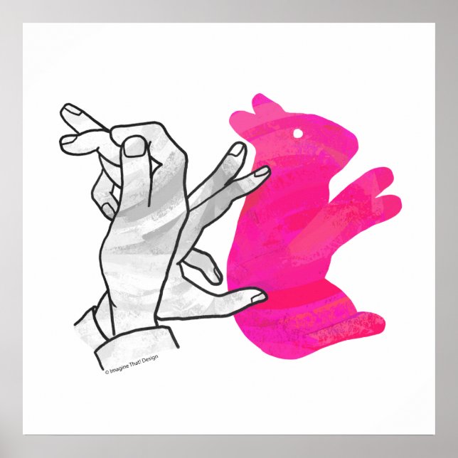 Kaninchenrosa der Hand Silhouette Poster (Vorne)