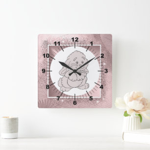 Kaninchenuhr Quadratische Wanduhr