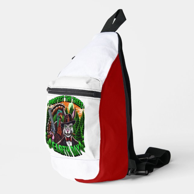 Kaninchenwut: Stilvolle Katze mit Waffe Crossbody Bag (Rechte Ecke)