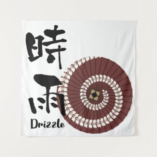 Kanji Art: “Shigure” (Drizzle) – An Autumn Showers Wandteppich