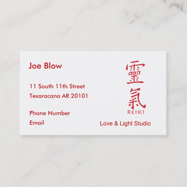 Kanji-Charakter für REIKI Terminkarte (Vorderseite)