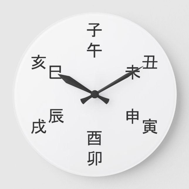 Kanji Clock - Chinese Zodiac - Time of the Day - Große Wanduhr (Vorderseite)