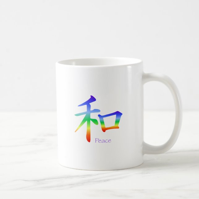 Kanji-Friedenssymbol in Chakra Farben Tasse (Rechts)