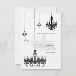 Kanji für Liebe 7 Black Candeliers Wedding RSVP Karte