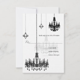Kanji für Liebe 7 Black Candeliers Wedding RSVP Karte