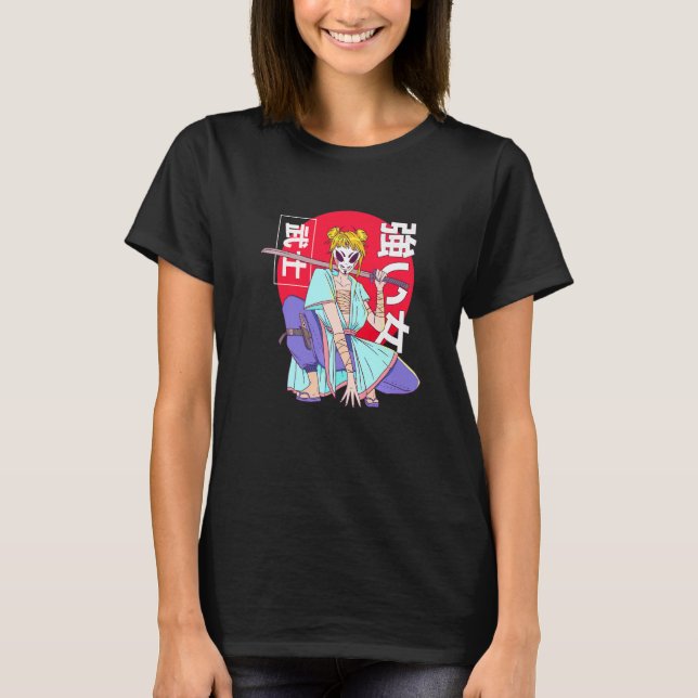 Kanji Japanisch Samurai Ninja Girl Woman T-Shirt (Vorderseite)