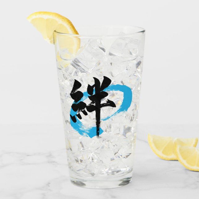 Kanji Kizuna/Bond Japanese Calligraphy Glas (Vorderseite Ice)